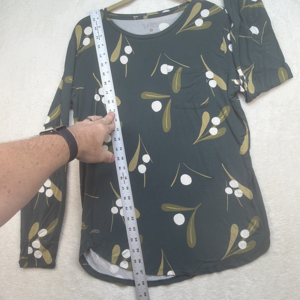 Lates By Kate Modal Pajama Set Women's Medium Olive Botanical Jogger Lounge‎ - Picture 5 of 16